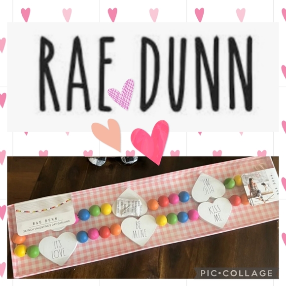 RAE DUNN Valentine Hearts/Beads Wood Garland Decor New - Picture 8 of 8